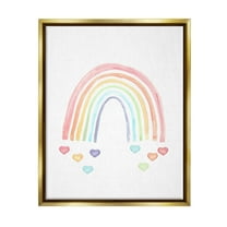 Stupell Industries Rainbow with Falling Hearts Landscape Painting Gold Floater Framed Canvas Art Print Wall Art, 25 x 31