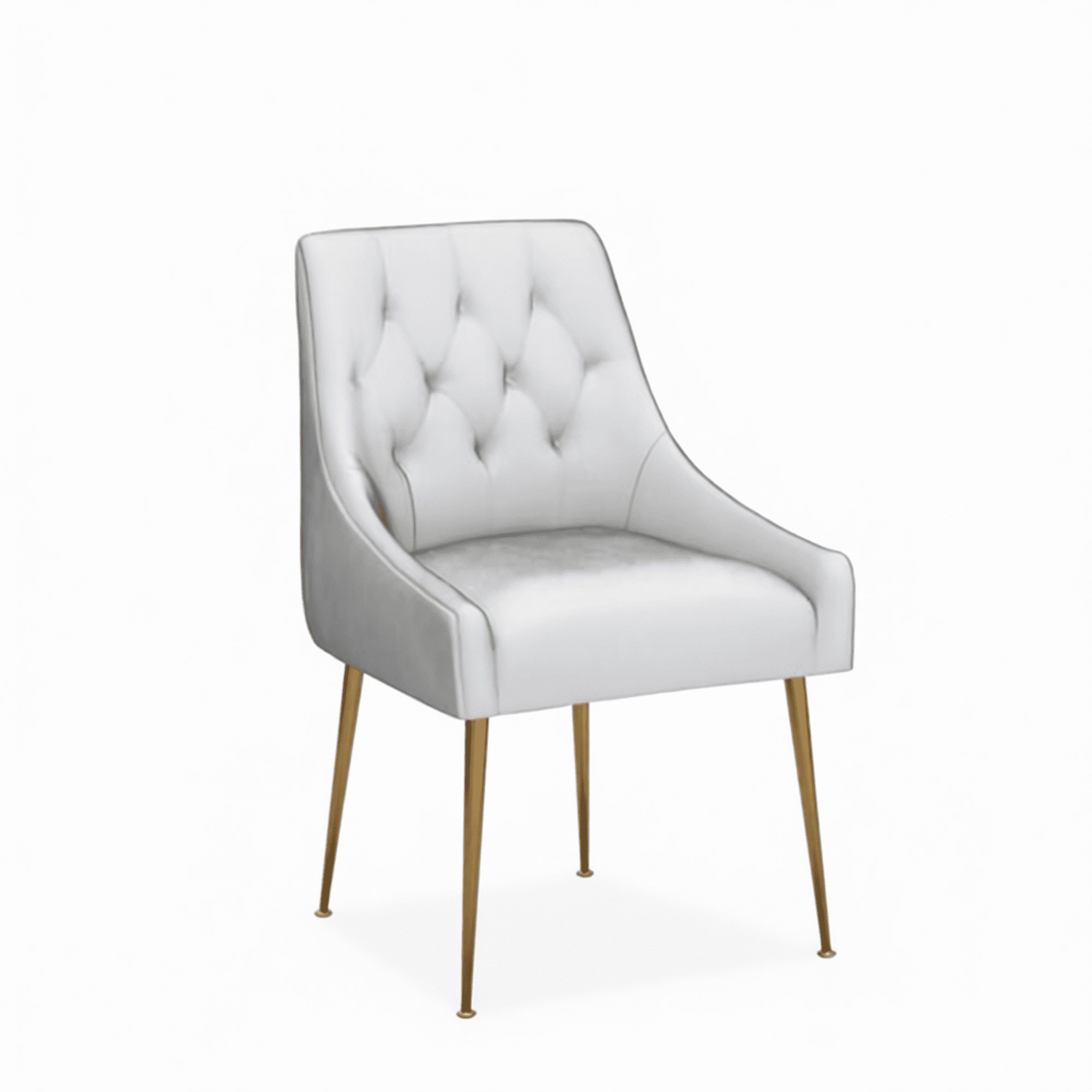 Set of 2 Mid-Century Modern Dining Chairs with Tufted Backrest and Gold Metal Legs Velvet Upholstered Armchair for Kitchen Bedroom or Living Room