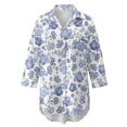 thumbnail image 4 of Xoenoiee Blue Forget-Me-Not Print Women's Swimsuit Cover Up Shirt Button Down Long Sleeve Bathing Suit Coverup Summer V Neck Beach Dress Vacation Outfit, M, 4 of 7