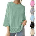 thumbnail image 7 of gakvbuo 3/4 Sleeve Lace Top For Womens Summer Tunic Blouse Shirt Crew Neck Solid Color Casual Top, 7 of 7