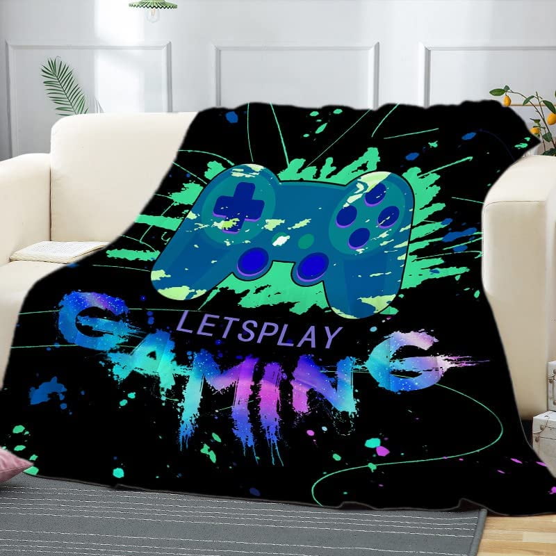 Gaming Blanket for Teens Boys Video Games Plush Throw Blanket Fleece Gamer Controller Blankets for Bed and Couch Gamepad Theme Throw Blanket Single 50x60 