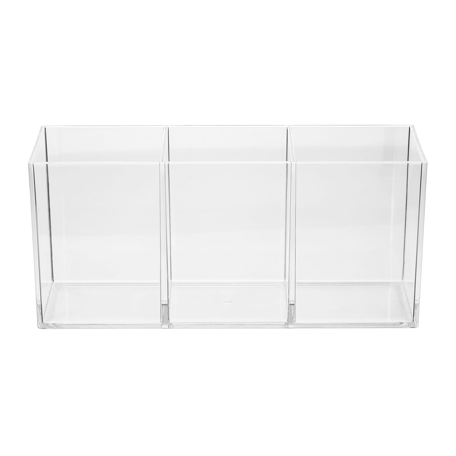 Unique Bargains 3 Compartments Clear Acrylic Pen Holder Pencil Holder Organizer Cup Transparent