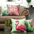 thumbnail image 4 of Phantoscope Tropical Series Decorative Throw Pillow Cover, 18" x 18”, Flamingo Cactus, 4 Pack, 4 of 4