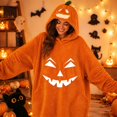 thumbnail image 7 of Halloween Pumpkin Costume Oversized Wearable Blanket Hoodie Cozy Plush Halloween Cosplay Costume, 7 of 7