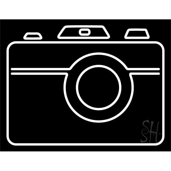 Camera LED Neon Sign 15 x 19 - inches, Clear Edge Cut Acrylic Backing, with Dimmer - Bright and Premium built indoor LED Neon Sign for Computer & Electronics store decor.