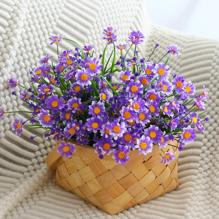 16 Bundles Artificial Daisy Flowers For Outdoor - UV Resistant, No Fade Faux Flowers For Garden & Porch Decor