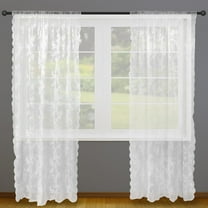 DII White Flower Blossom Lace Window Curtain Set/2, 50x84"
