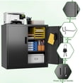 thumbnail image 4 of Metal Storage Cabinet with Pegboard, Lockable Rolling Steel Cabinet with 2 Adjustable Shelves & Door for Garage, Office, Kitchen, Black, 4 of 8
