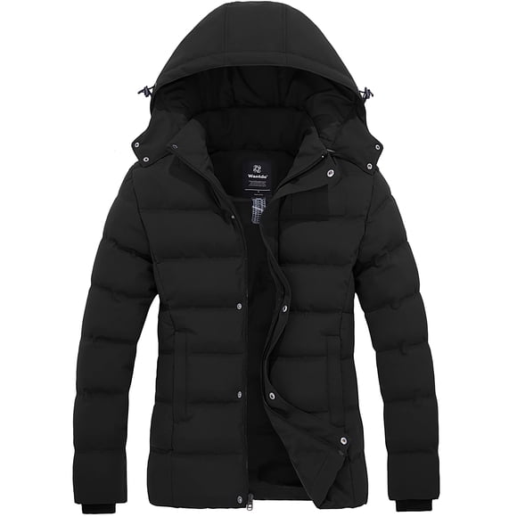 Abrigo de invierno wantdo para mujer, acolchado, grueso e hinchado, negro, 2XL