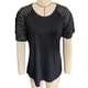 thumbnail image 1 of Top de manga corta de malla a rayas para mujer, camisa holgada informal elegante con cuello redondo, blusa para oficina, trabajo, fiesta, negro S, 1 of 3