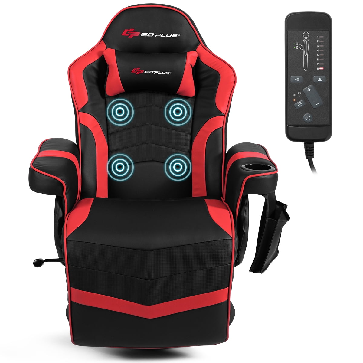 Goplus massage gaming recliner online reclining racing chair swivel