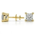 thumbnail image 3 of 2.00 Carat D/VVS1 Princess Cut Colorless Genuine Moissanite Stud Earrings for her Push Back Solid 14K Yellow Gold Beautiful Studs Earring, 3 of 5