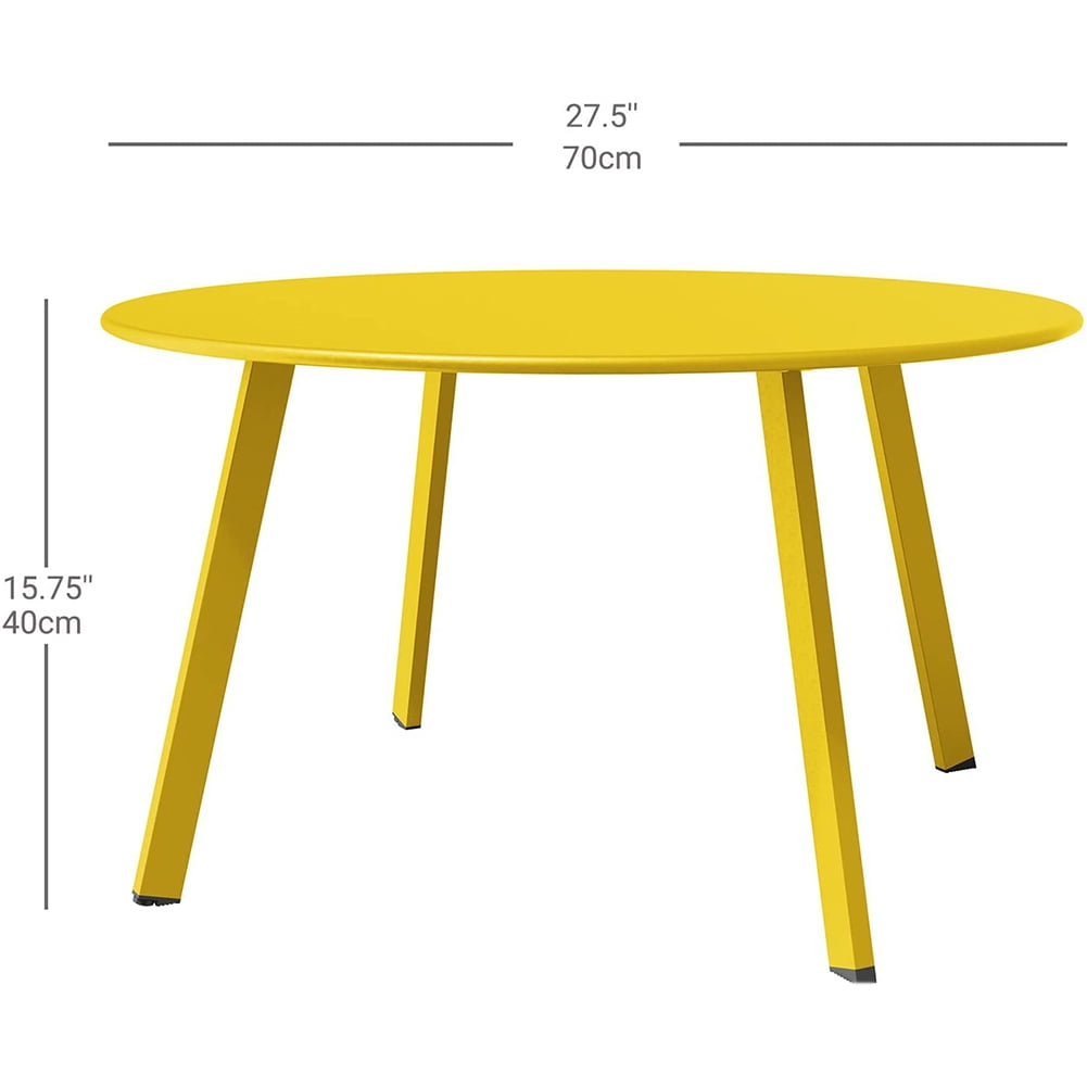 Kadyn Round Coffee Table, Patio Side Table for Garden, Tea Table for Balcony, Yellow Kadyn Round Coffee Table, Patio Side Table for Garden, Tea Table for Balcony, Yellow