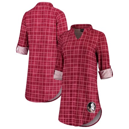 Florida State Seminoles Women's Best Dressed Plaid V-Neck 3/4-Sleeve Tunic Shirt -