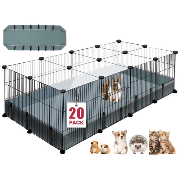 Playpen VISCOO de 20 paneles para animales pequeños con alfombrilla impermeable