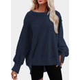 thumbnail image 3 of Sweats pour Femmes Col Rond Chute Légère Couleur Unie 2023 Mode Chaud Coupe Oversize Sweatshirts, 3 of 4