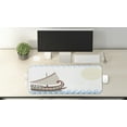 thumbnail image 2 of Retro Computer Mouse Pad, Ornate Ship Floating on Classic Greek Style Ocean Waves Faded Sun, Rectangle Non-Slip Rubber Mousepad Large, 31" x 12" Gaming Size, Pale Blue Redwood Umber, by Ambesonne, 2 of 2