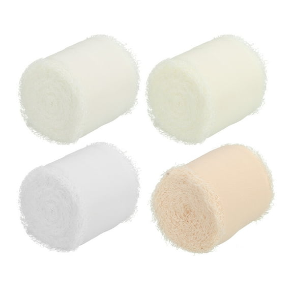Uxcell 1.5 In x 5 Yard Fringe Silk Chiffon Ribbon for DIY Decor, Multicolor 1 Set/4 Rolls