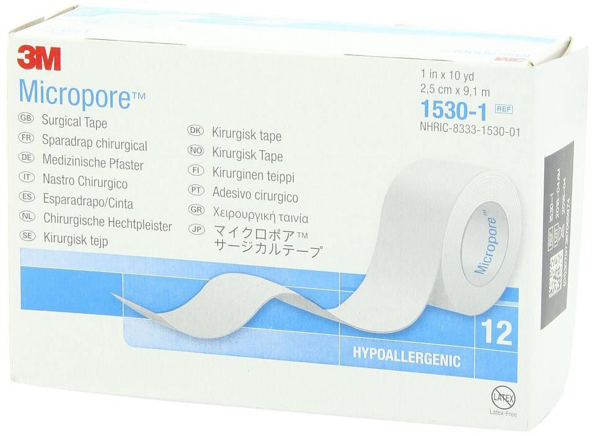 WP000-3M-1530-1 3M-1530-1 Tape Micropore Surgical LF Paper 1x10yd White  12/Bx From 3M # 1530-1 