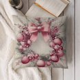 thumbnail image 6 of Christmas wreath, pink, ornamentslinen toss pillowcase decoration pillowcase gifting preferred 24x24 inch cushion cover sofa pillowcase sofa bedroom living room car, 6 of 6
