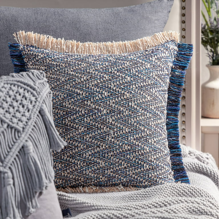 Phantoscope Boho Woven Tufted with Tassel Series Decorative Throw Pillow, 18  x 18, Cream White Stripe, 1 Pack - Walmart.com