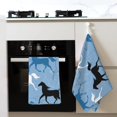 Kitchen Towels, Super Absorbent Dish TowelsMinimalist Line Horse Black