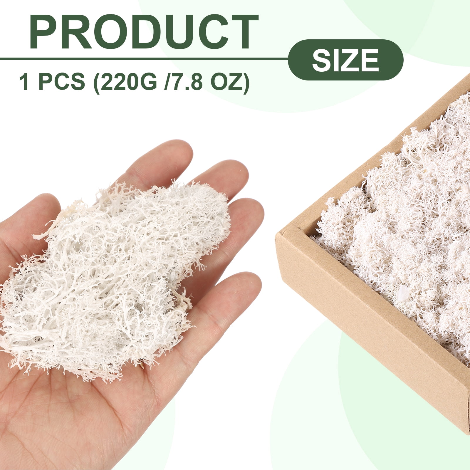 Uxcell 7.8oz Preserved Reindeer Moss White Decorative Artificial Fake Moss