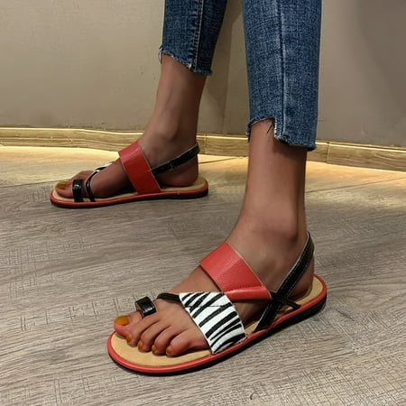 

Binmer Women s Shoes Breathable Zebra-Stripe Flat Outdoor Leisure Sandals