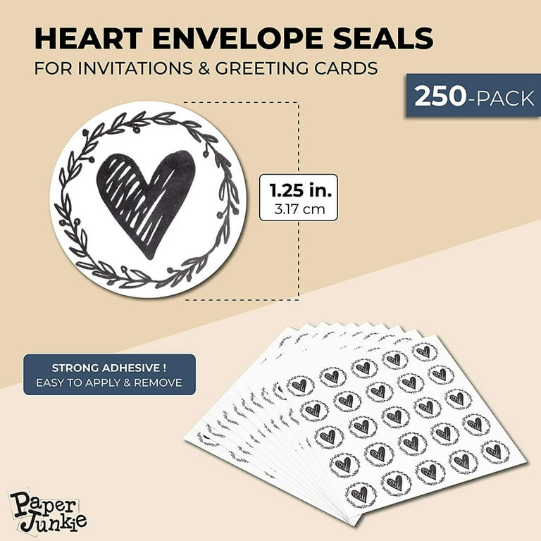 250 Count Heart Stickers for Wedding Envelope Invitation Seals, Clear Vinyl Save The Date Labels, 1.25 in