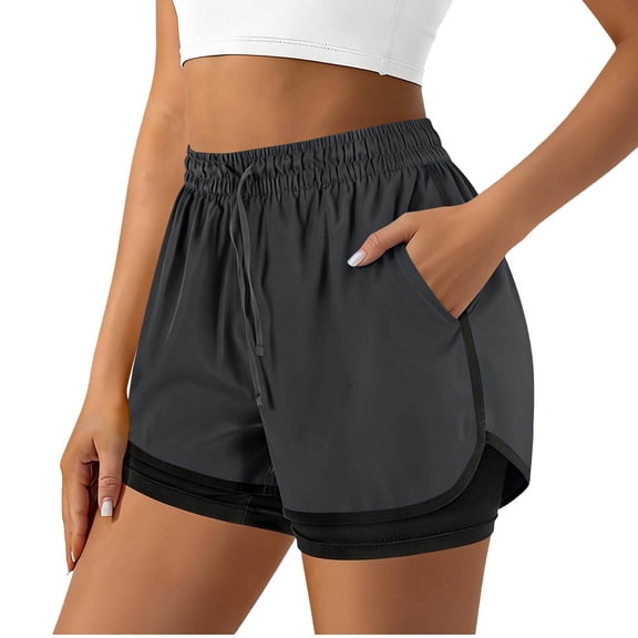 yillto Womens Running Shorts with Liner Elastic Waist Loose Workout Gym Athletic Shorts with Pockets