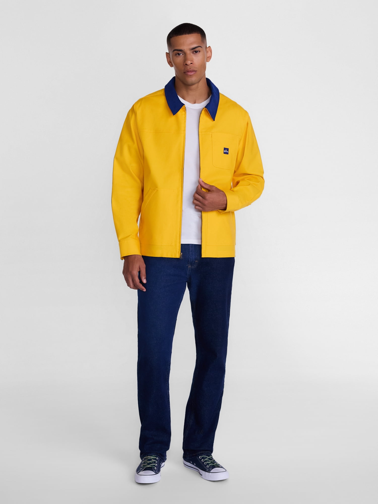 Corona Men's Graphic Canvas Jacket with Contrast Collar, Long Sleeves, and Multiple Pockets, Available in Sizes S-3XL