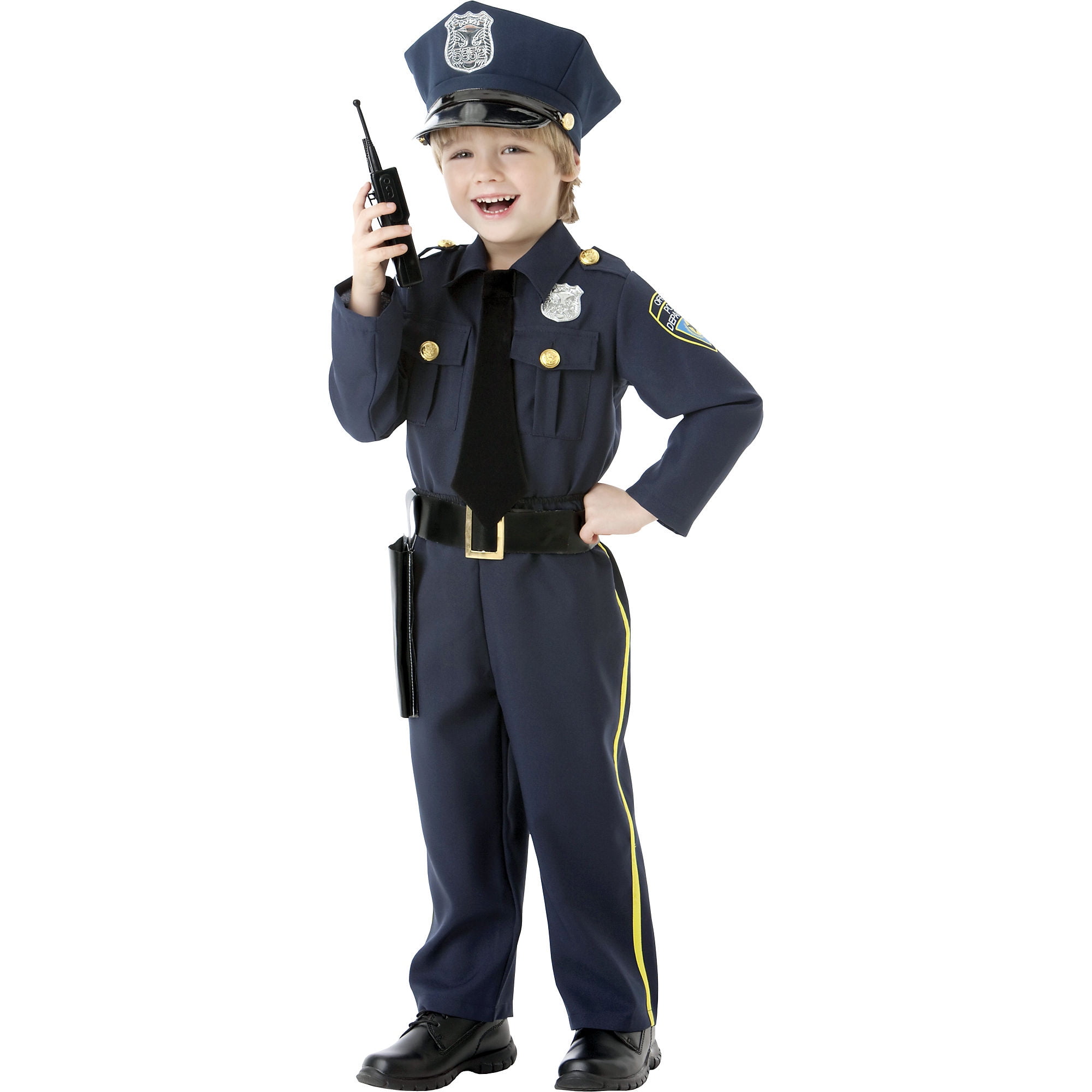 Blue & Black Halloween Wholesalers Men's Police Fancy Dress Costume With Hat 