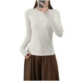 thumbnail image 1 of HAiming Womens Tops Long Sleeve Crew Neck Solid Color Strenchy Base Layer Pullover Soft Blouse Clothes, 1 of 7