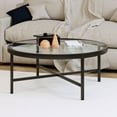 Evelyn&Zoe Contemporary Round Coffee Table with Glass Top