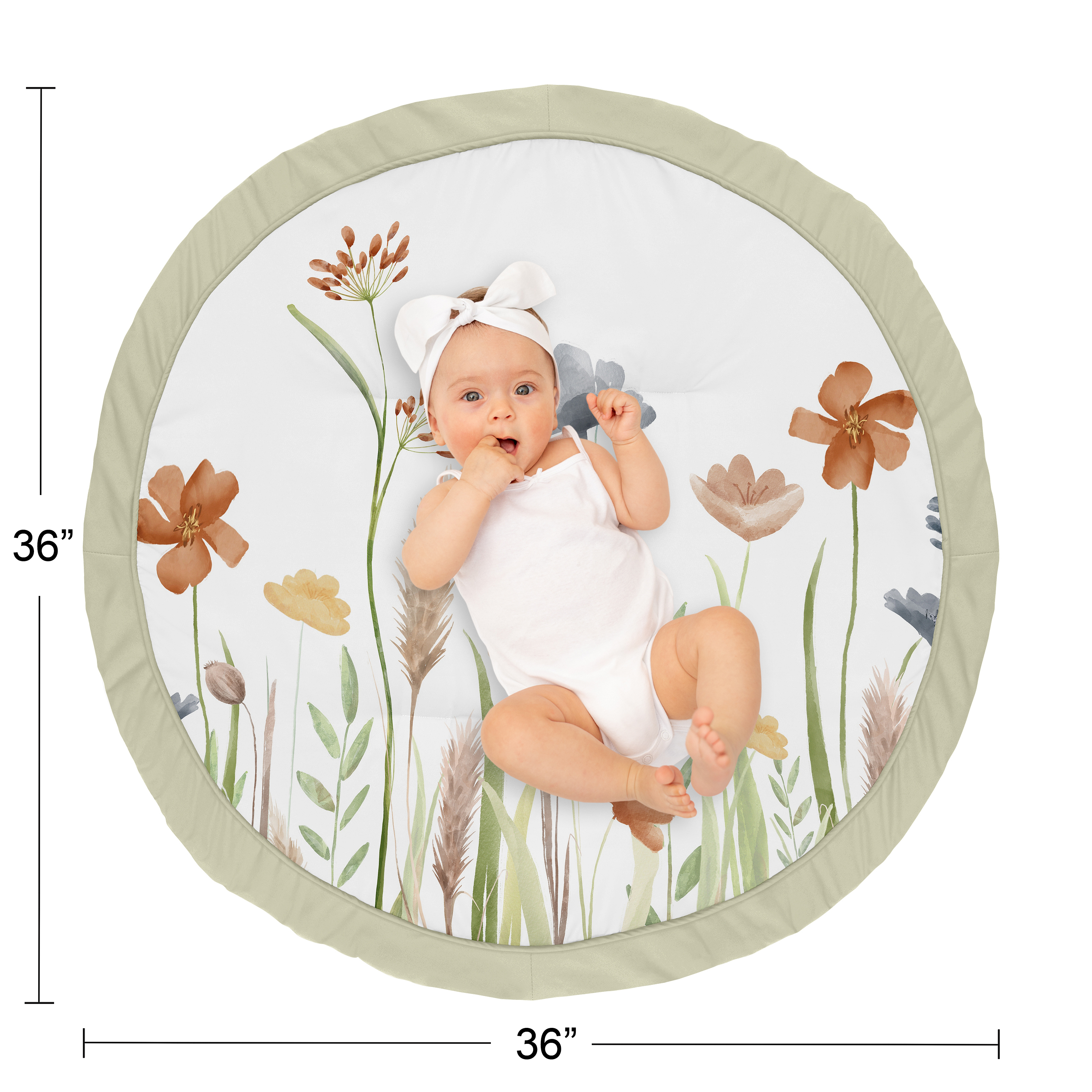 Sweet Jojo Designs Watercolor Floral Garden Green Blue and Orange Baby Play Mat