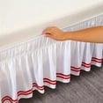 thumbnail image 3 of suxuMhao Twin Bed Skirt - Elastic Wrap Around Bed Skirt Twin,Breathable & Wrinkle-Resistant, Detachable Striped Style, Fits 39×75 Inch Twin Size Beds with 15 Inch Drop, White & Red, 1 Piece, 3 of 3