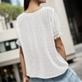 thumbnail image 4 of DuoJiaJ Women's Elegant Lace V Neck Short Sleeve Solid Tops Shirt Blouse White S, 4 of 4