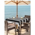 thumbnail image 3 of Outdoor Tablecloth with Umbrella Hole for Patio/Picnic/Party/Camping, Black Striped Waterproof Table Cloth Square Cover Washable, Modern Thin Line Vertical Stripes (54"x 54"), 3 of 9