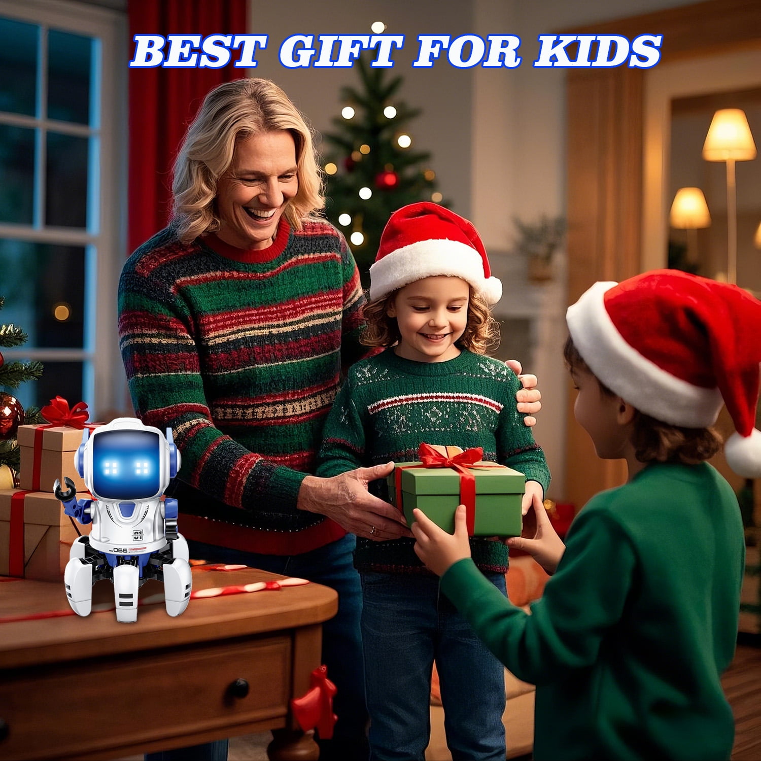 Lvelia RC Robot Toy for Kids,Intelligent Programmable Remote Control Walking Singing Dancing Interactive Smart Robot with Auto-Demon, Music and LED Eyes, Birthday Gift for 3+ Years Old Boys Girls