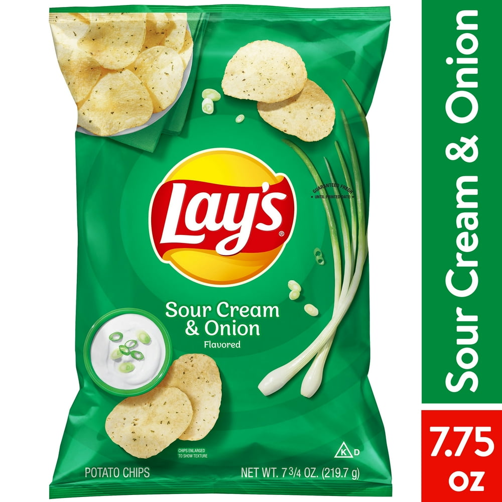 Lay's Potato Chips, Sour Cream & Onion Flavor, 7.75 oz Bag Walmart