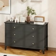 thumbnail image 2 of HOMCOM Commode Cannelée à 6 Tiroirs pour Chambre, Double Commode, Noir, 2 of 10