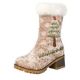 thumbnail image 2 of Nmnitkp Boots for Women Fashionable Casual Versatile Trendy Cool Fashionable Red Christmas Tree Round Head Thick Sole Thick Heel Short Boots Khaki,37, 2 of 6