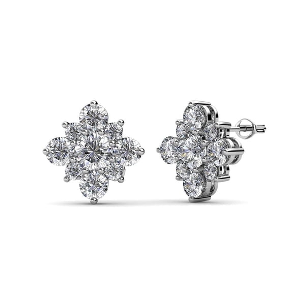 Cate & Chloe Macie 18k White Gold Plated Stud Earrings with Swarovski Crystals Gift for Women