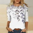 thumbnail image 2 of hxobax 3/4 Length Sleeve Tops for Womens Summer Cute Tshirts Floral Print Tunic Top Pullover Blouses, 2 of 5