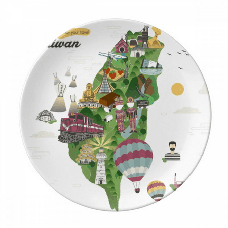

Taiwan Map Landscape China Travel Plate Decorative Porcelain Salver Tableware Dinner Dish