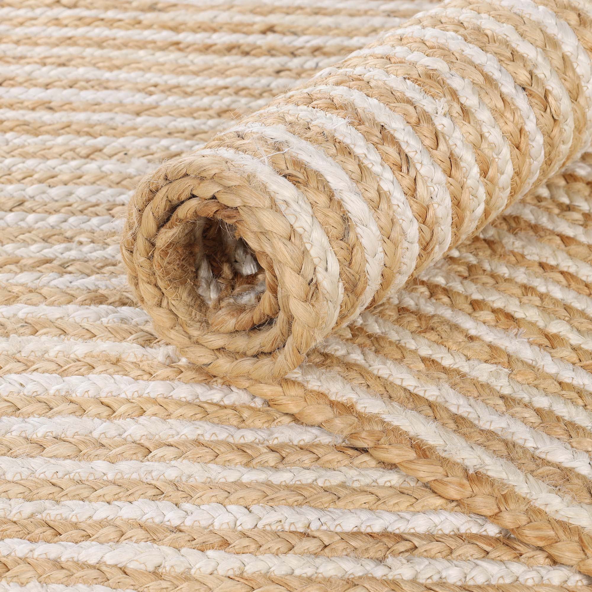 Superior Braided Jute Handwoven Indoor Outdoor Area Rug, 2' x 3', Ivory