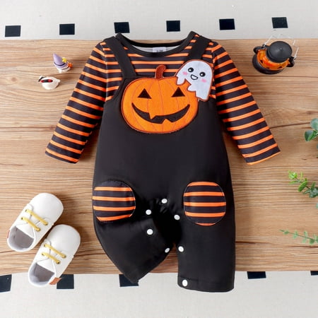 

GHSuoui Newborn Infant Baby Girl Boy Halloween Ruffle Floral Footed Sleeper Romper Headband Clothes Outfits Set