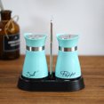 thumbnail image 6 of 2 PCS - Stainless Steel and Glass Salt and Pepper Shaker Sets with Holder (BLUE), 6 of 8