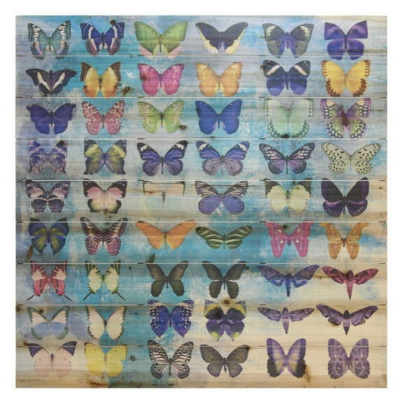 Empire Art Direct Butterflies Print on Solid Wood Wall Art, 36" x 36", Ready to Hang