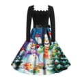 thumbnail image 3 of Vestido Informal Retro Con Cordones y Cuello Cuadrado de Manga Larga Con Estampado Navideño Para Mujer, Otoño E Invierno (1), 3 of 3